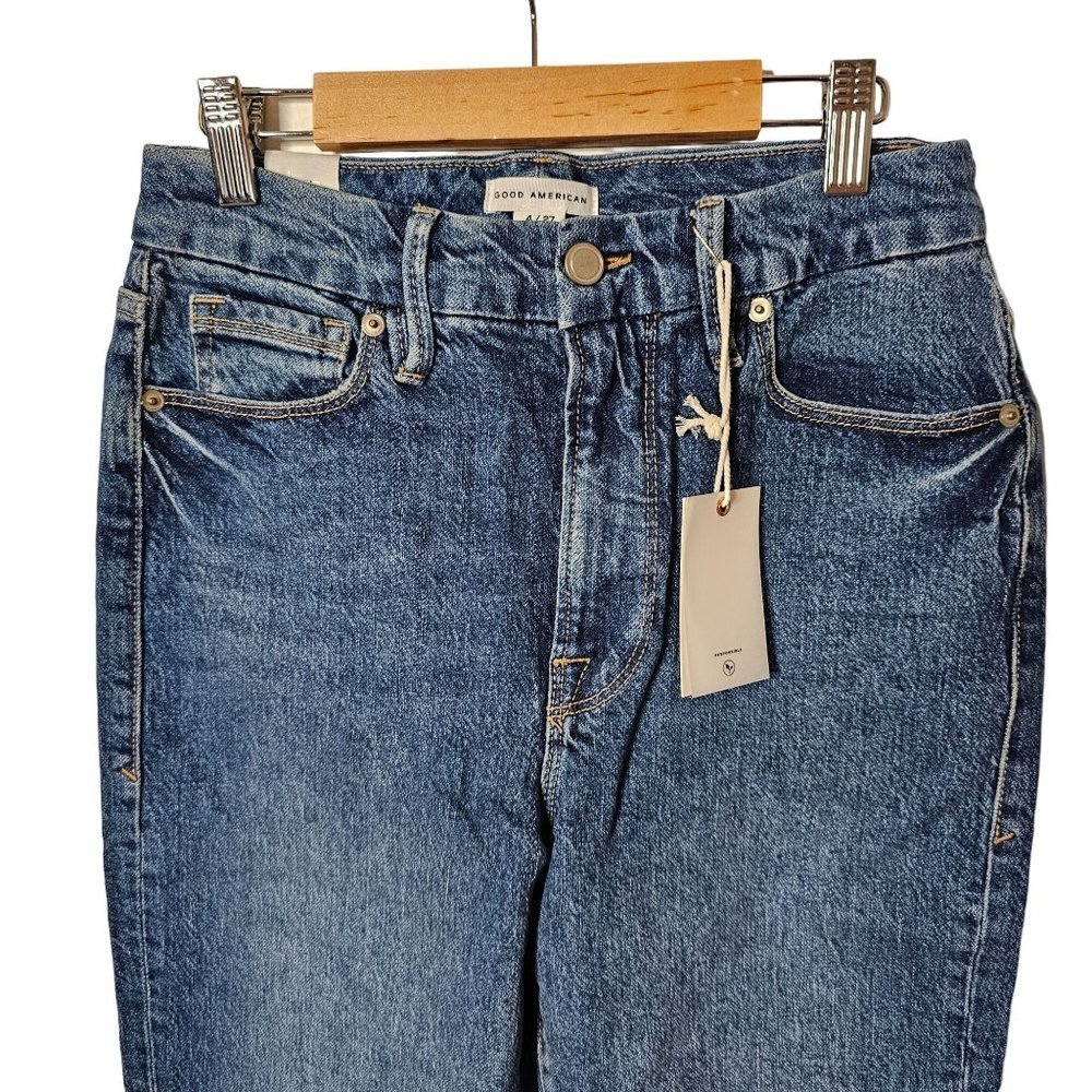 Good American Good Classic Raw Hem Medium Wash Women's 4/27 - Picture 10 of 14